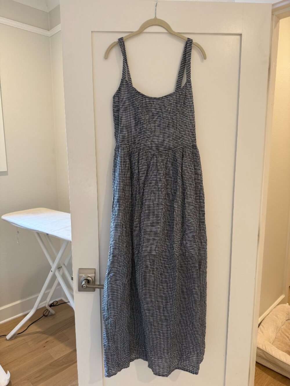 Emerson Fry Jour Maxi Dress, Navy Gingham, sz S. Great condition - Picture 4 of 6